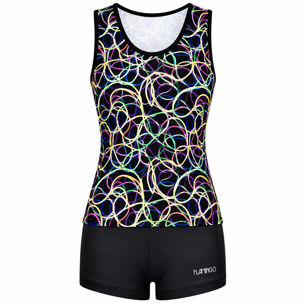 Flamingo Girls 2Z Set - Black/Multi Scribble