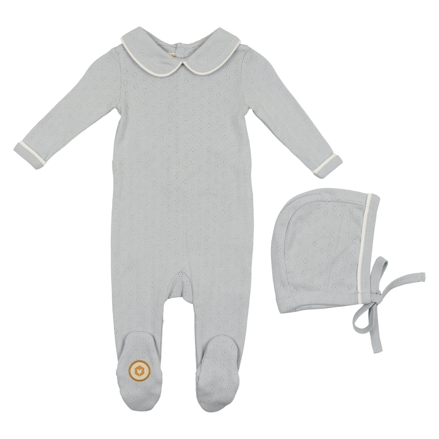 Collared Pointelle Footie + Hat