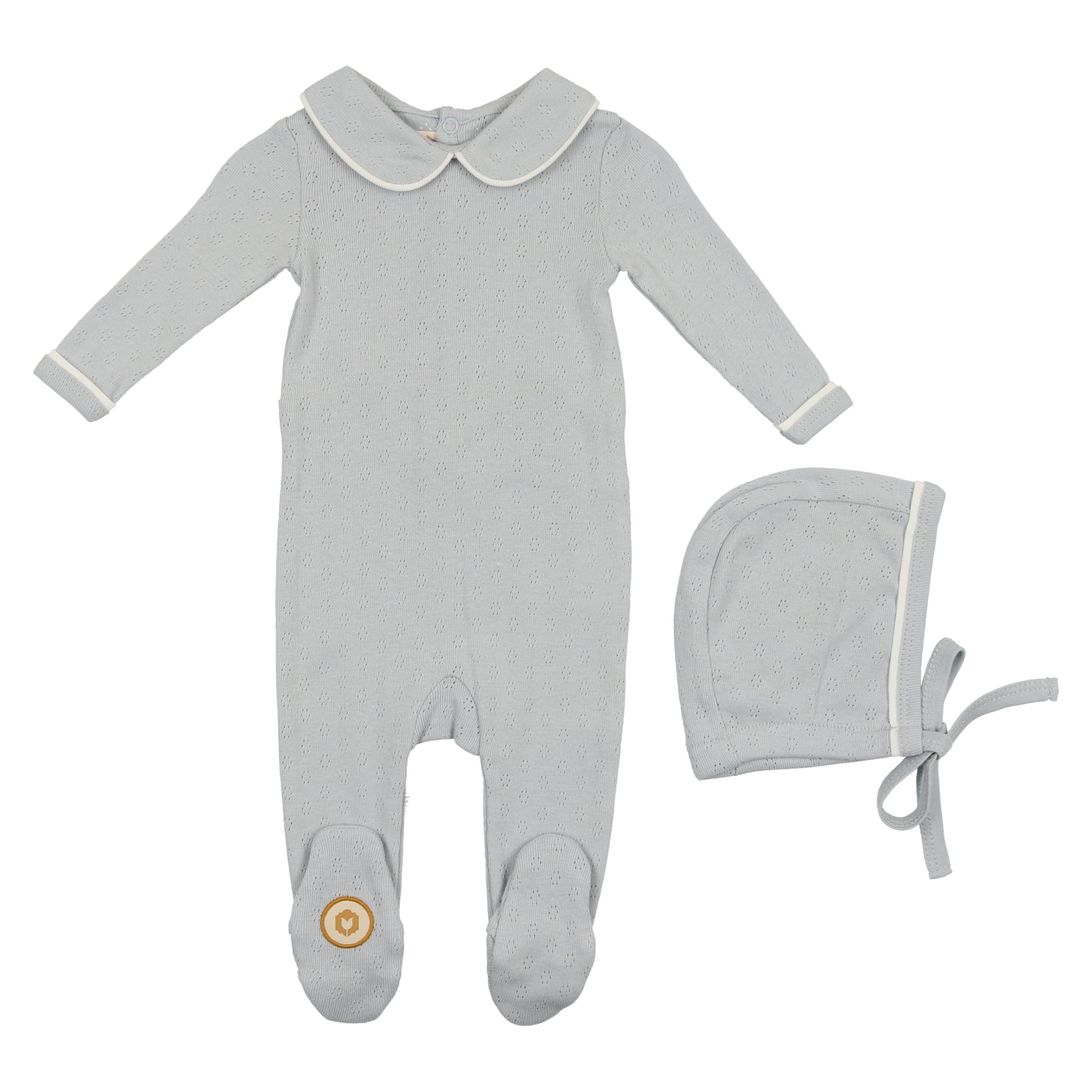 Collared Pointelle Footie + Hat