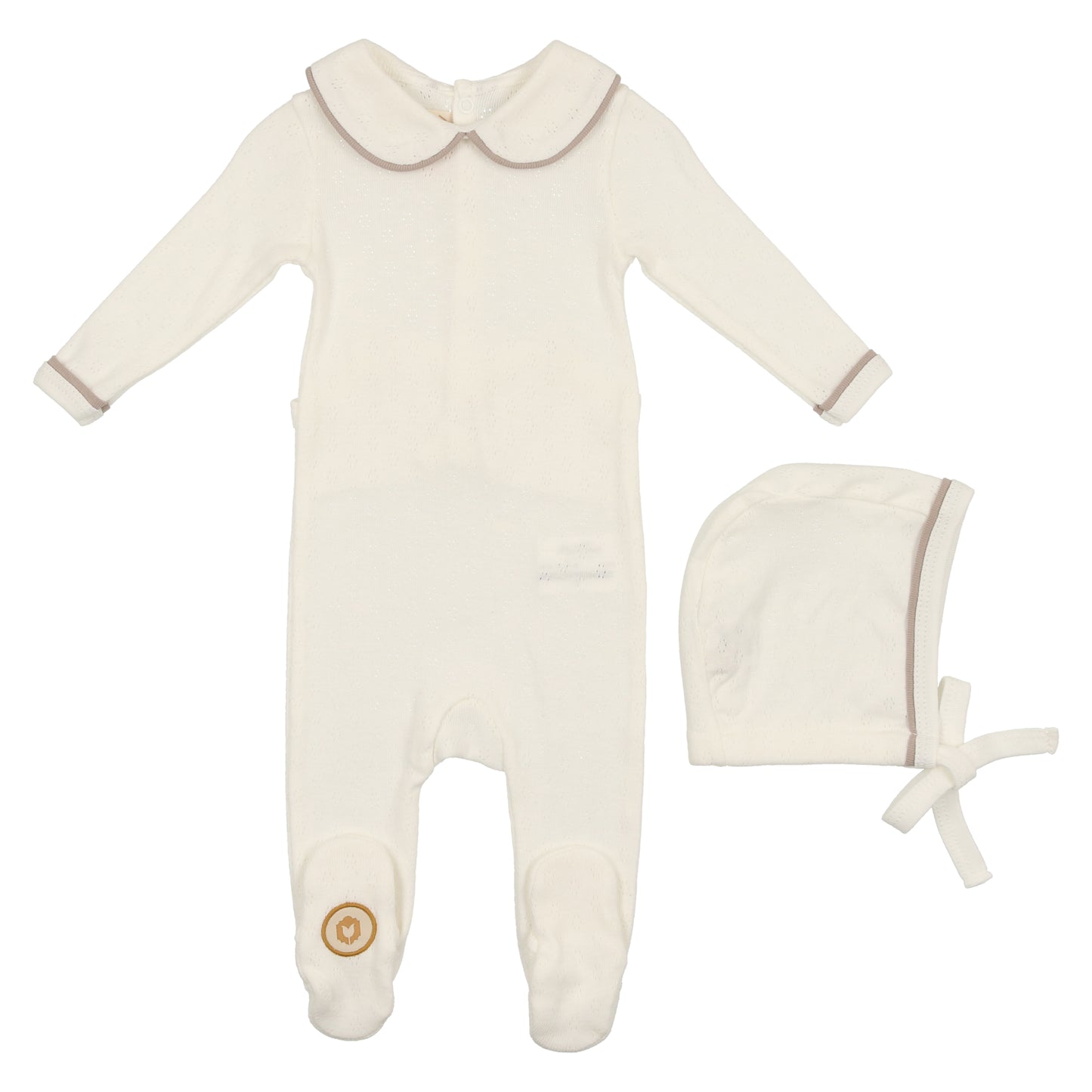 Collared Pointelle Footie + Hat