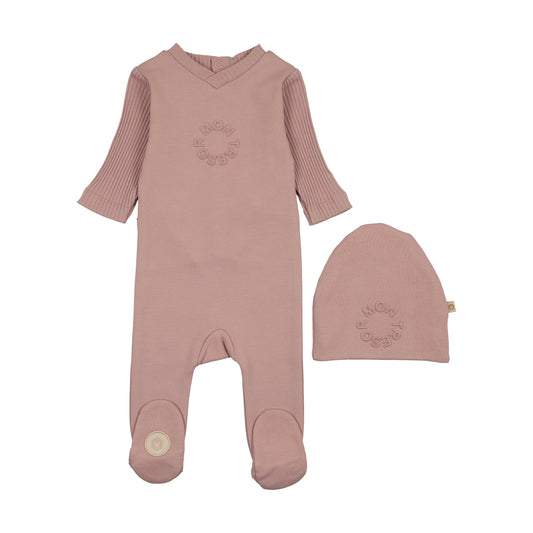 Embossed Logo Footie & Hat Set