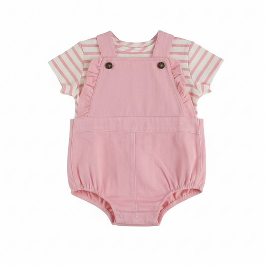 Belle Girls Striped Tee + Romper Set