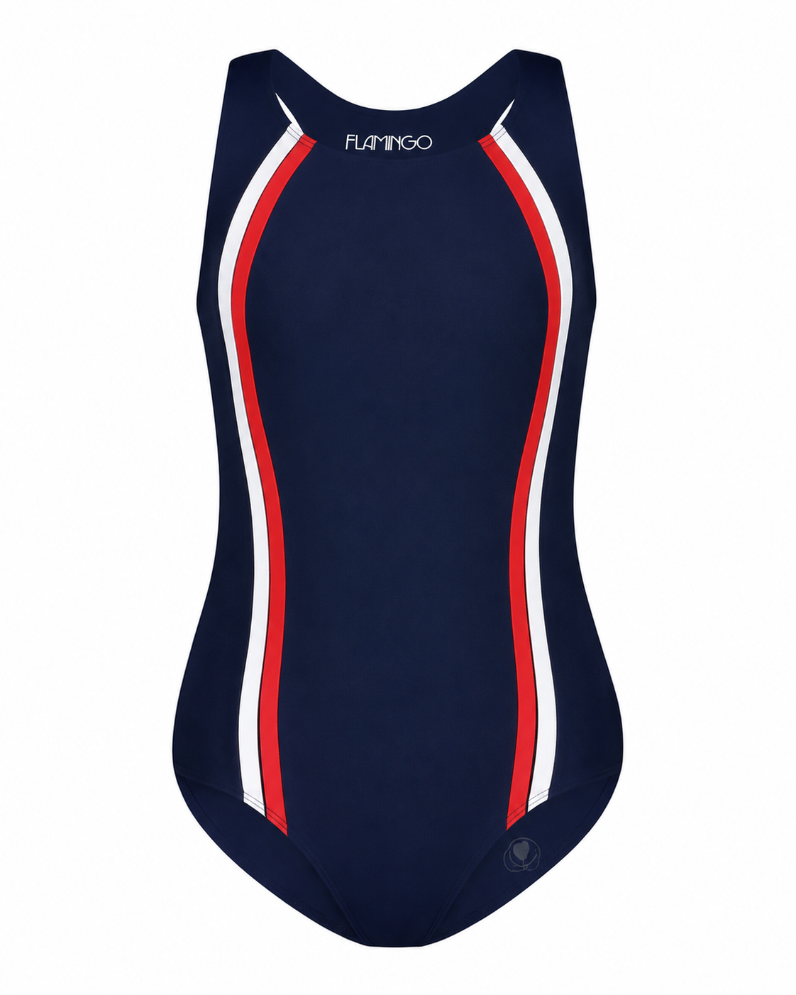 Flamingo Girls One Piece Bathing Suit - Navy/Red