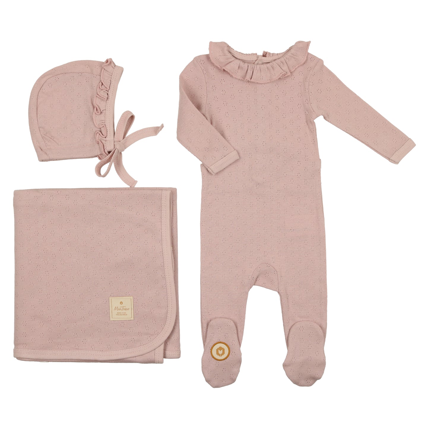 Ruffled Pointelle Layette Set