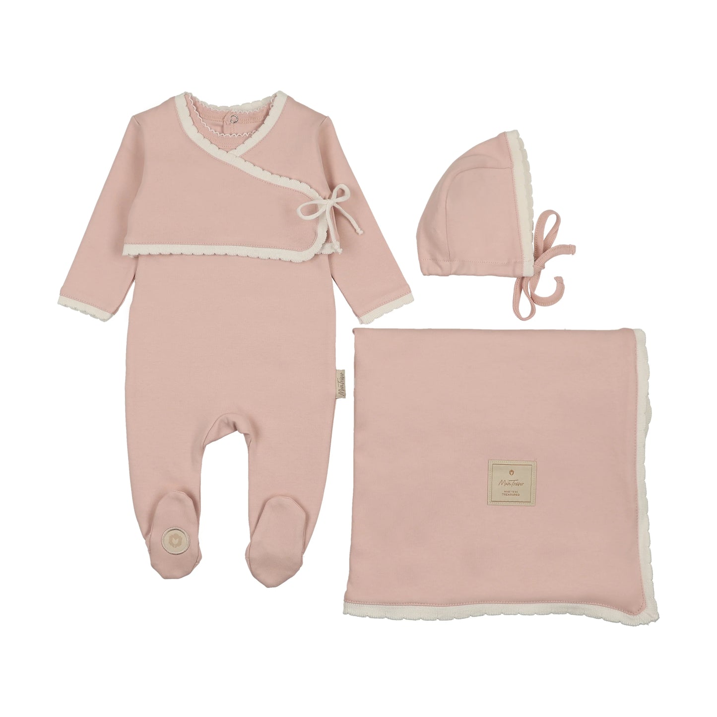Scalloped Wrap Cardigan Layette Set