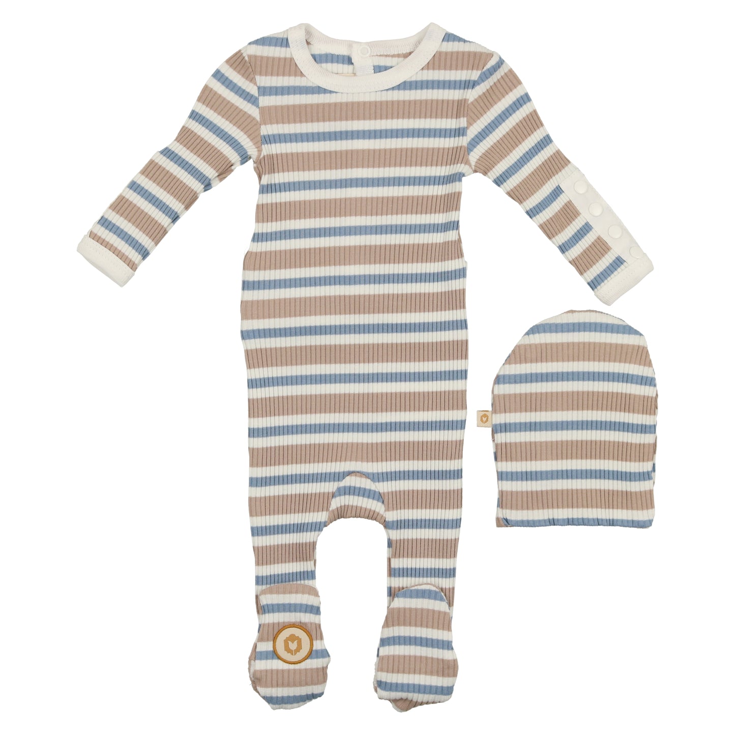 Stripes In A Snap Footie + Hat