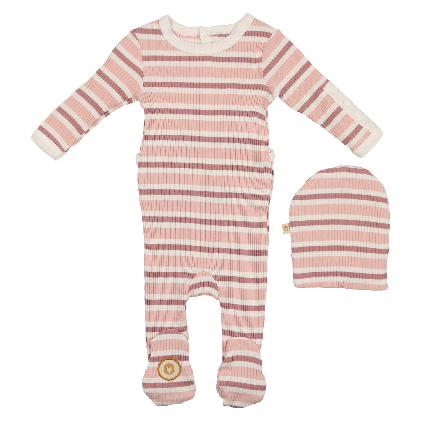 Stripes In A Snap Footie + Hat
