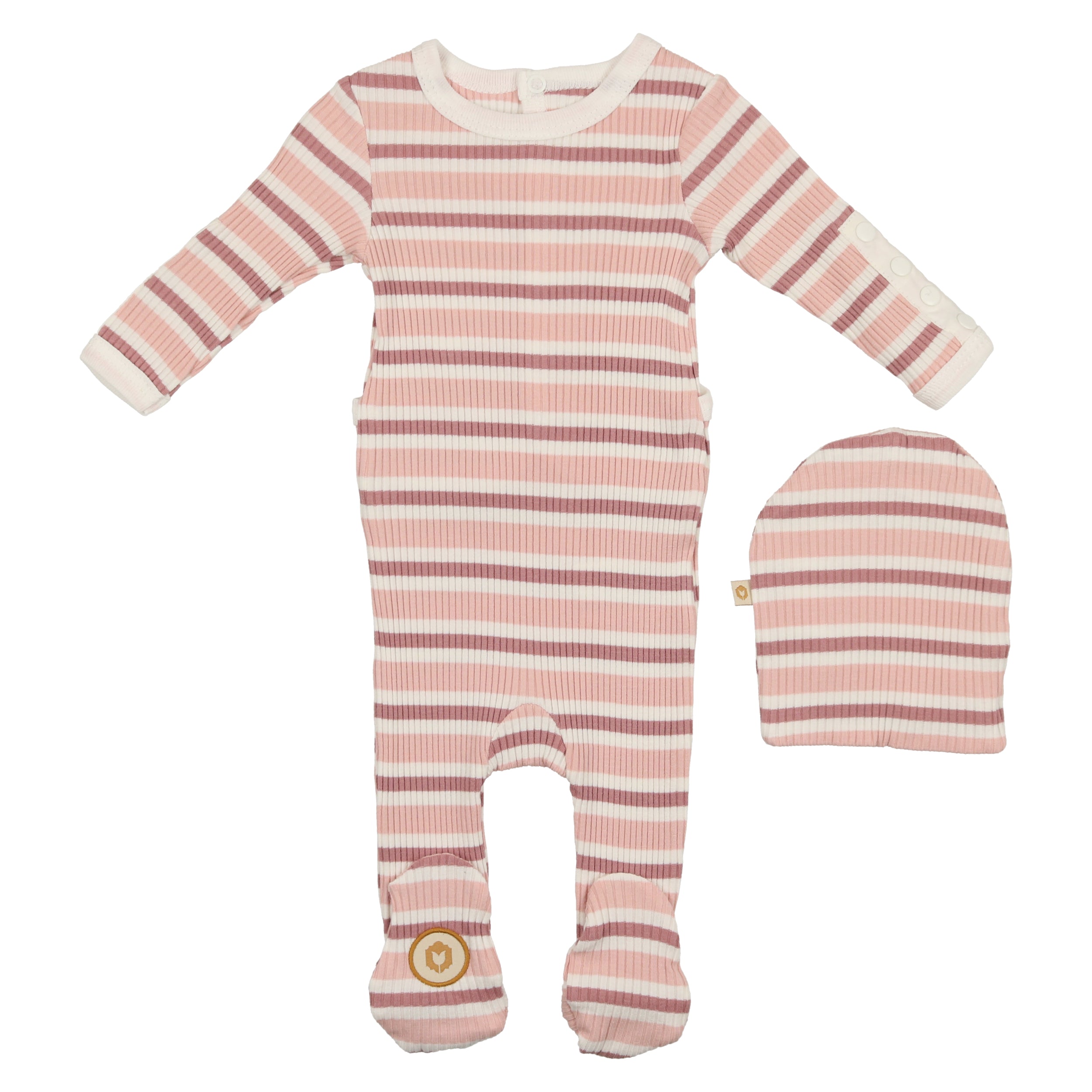 Stripes In A Snap Footie + Hat