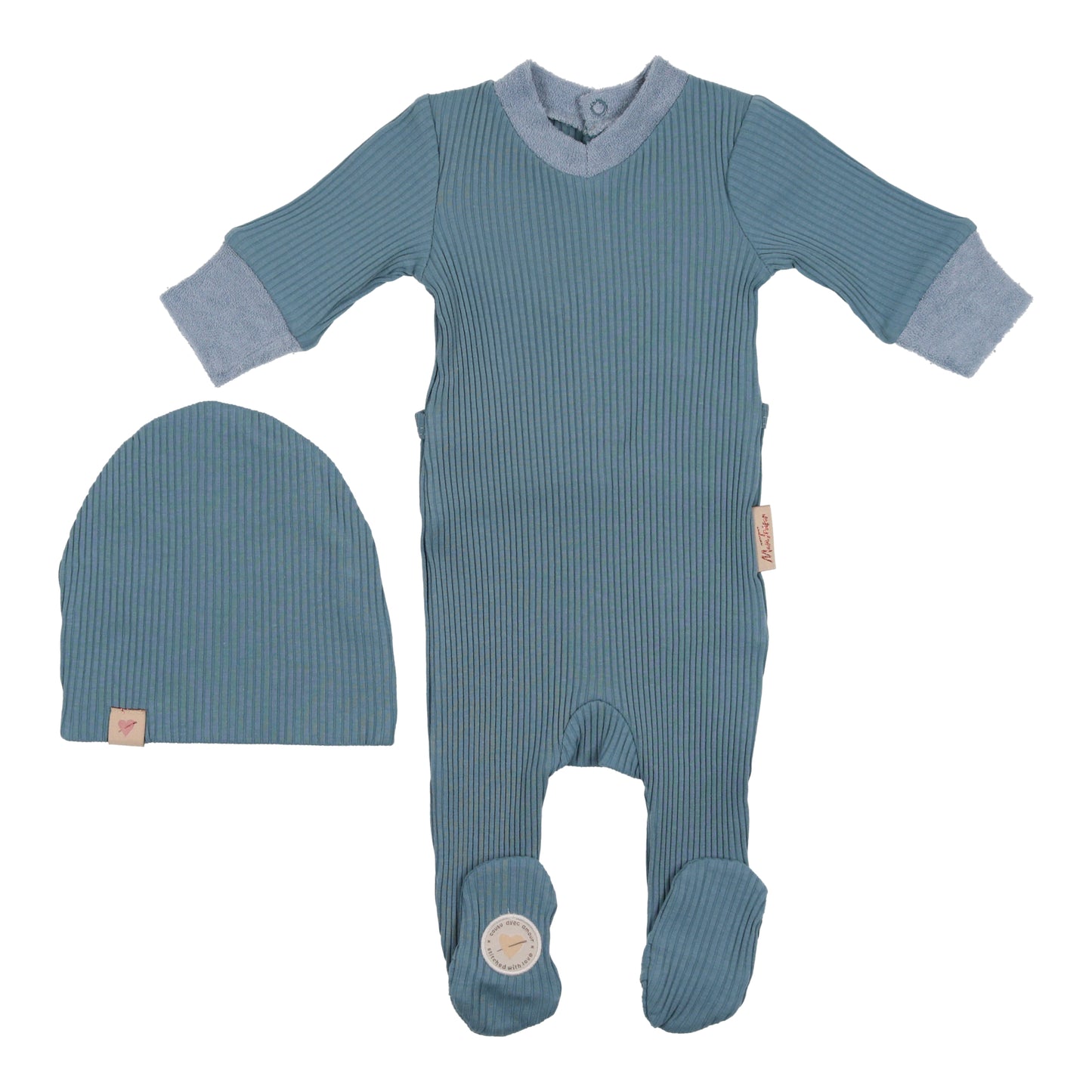 Terry Trimmed Collection Footie + Hat