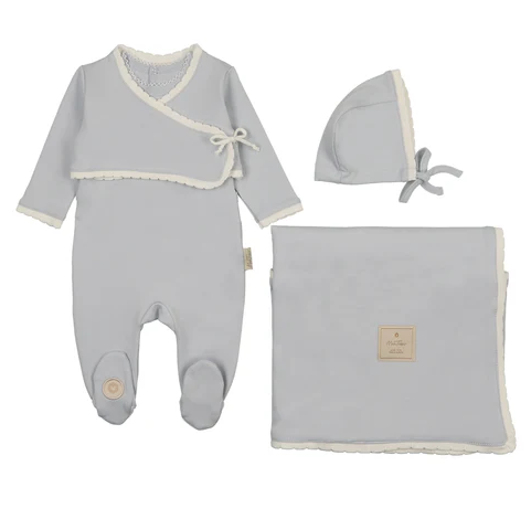 Scalloped Wrap Cardigan Layette Set