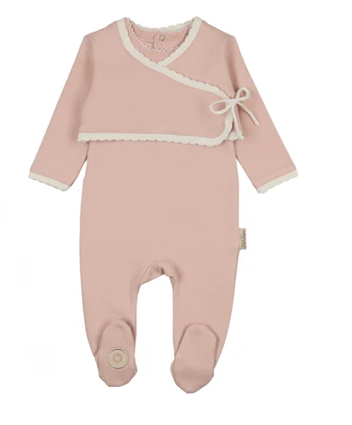 Scalloped Wrap Cardigan Footie