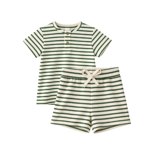 Belle Boys Short Sleeve Henley Tee + Short Set