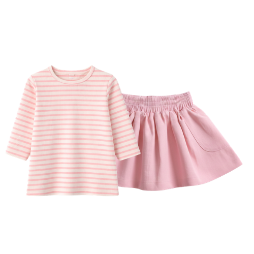 Belle Girls Striped Tee + Skirt Set