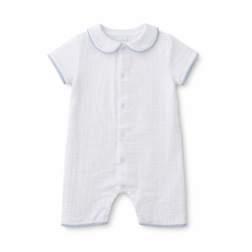 Belle Baby Boys Muslin One-Piece Romper Cream/Blue