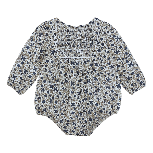 Baby Girl Floral Smocked Corduroy Romper