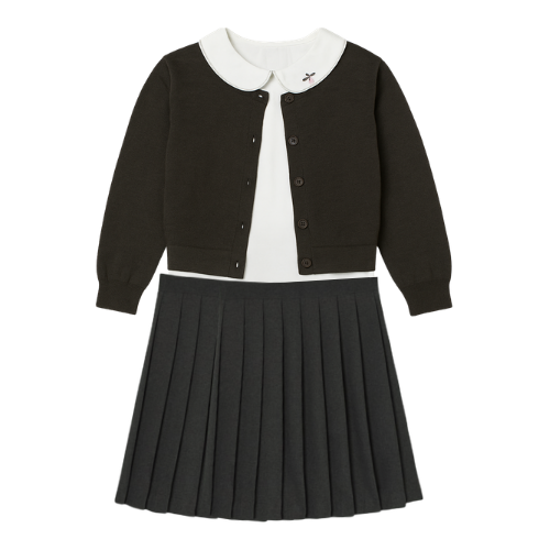Big Girl cardigan & Blouse Set with Knit Skirt