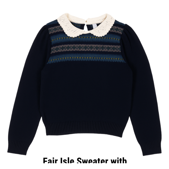 Big Girl Fair Isle Sweater with Pleated Skirt