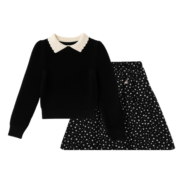 Big Girl Knit Sweater with Pleated Skirt