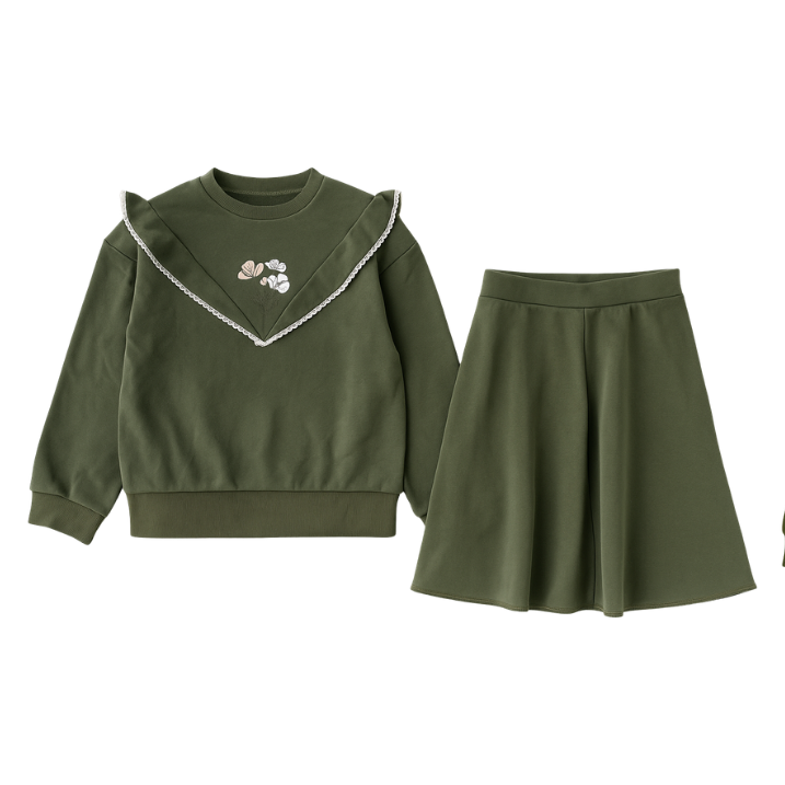 Big Girl V-Ruffle Sweatshirt & Skirt Set