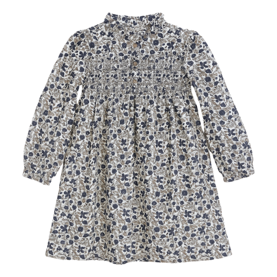 Girl Floral Smocked Corduroy Dress