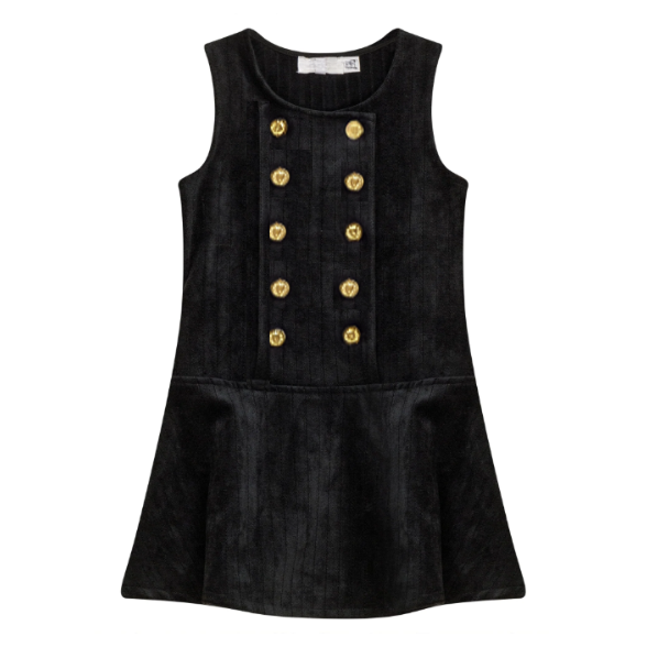 Girl Gold Button Velvet Jumper