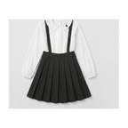 Little Girl Cable Knit Cardigan & Blouse Set with Suspender Knit Skirt