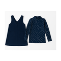 Little Girl Printed Floral Mockneck & Denim Jumper Set