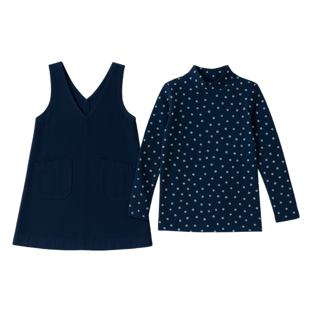 Little Girl Printed Floral Mockneck & Denim Jumper Set