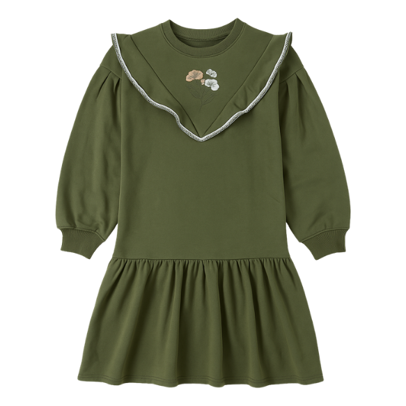 Little Girl V-Ruffle Sweatshirt Dress